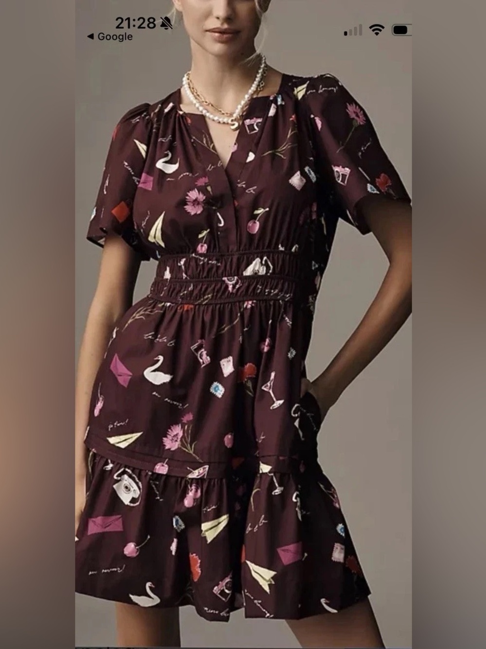 anthropologie mini somerset dress in burgundy size M. NWOT